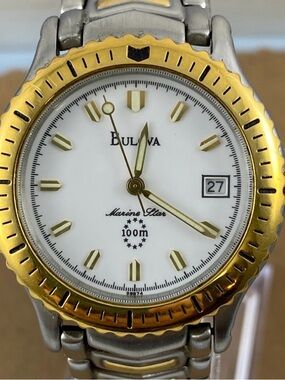 Bulova Marine Star Two-Tone Gold and Silver Ladies Watch NWT